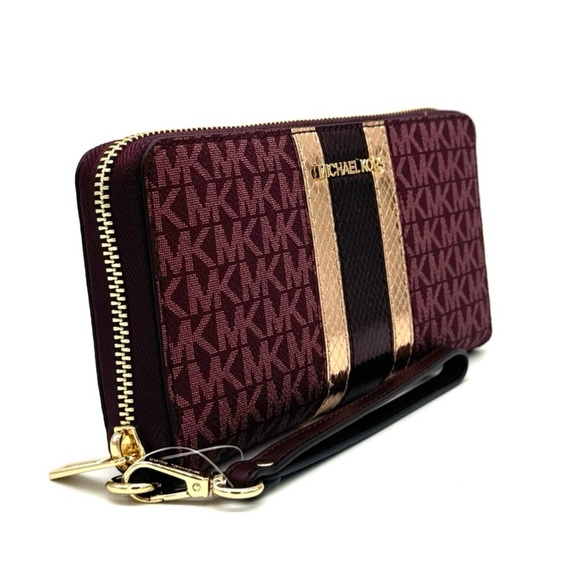 Michael Kors Large Continental Wallet Wristlet Ox Blood Multi - Picture 6 of 10